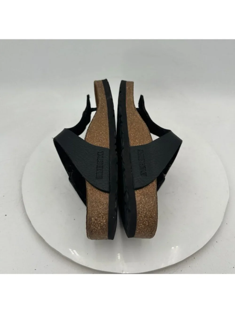 Birkenstock Gizeh Women Size 7 Black Birko-Flor T Strap Thong Leather Sandal